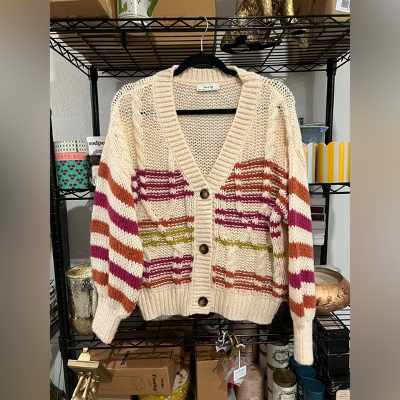 SADIE & SAGE WOMEN'S STRIPED CARDIGAN, MED NWOT - Picture 4 of 5